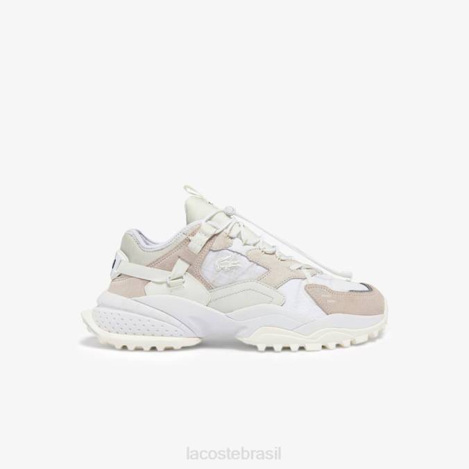 Lacoste homens tênis l-guard breaker em tecido e couro off white P2PX1859 sapato