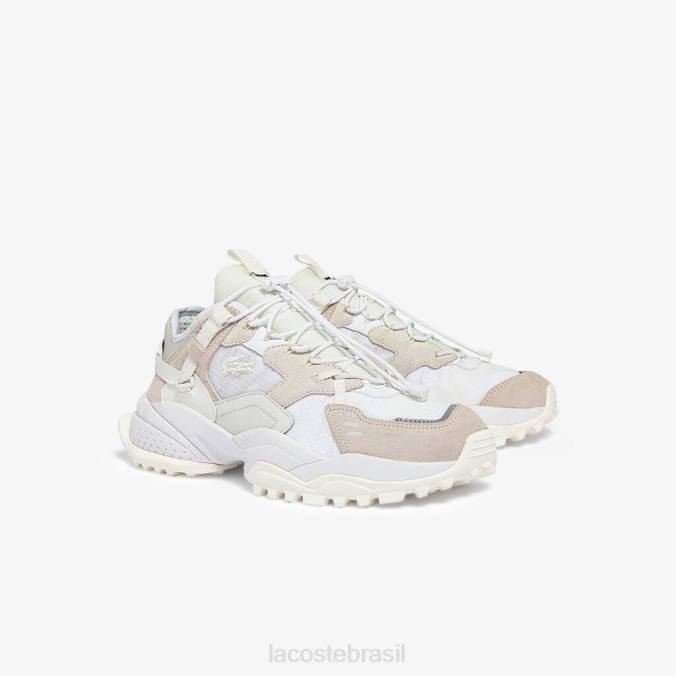 Lacoste homens tênis l-guard breaker em tecido e couro off white P2PX1859 sapato