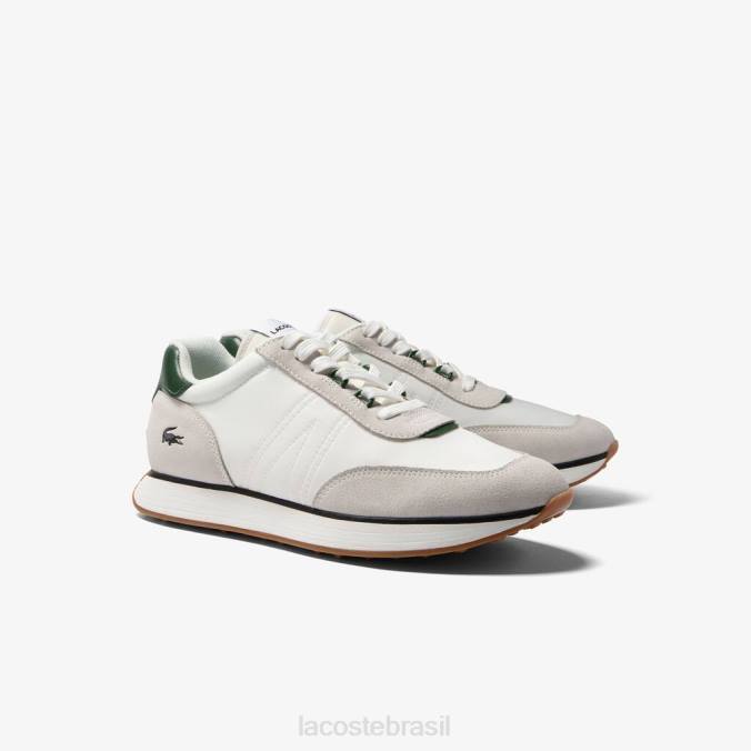 Lacoste homens tênis l-spin têxtil branco e verde escuro P2PX1747 sapato