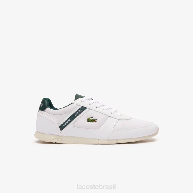 Lacoste homens tênis menerva esportivo em tecido e couro branco e verde escuro P2PX1700 sapato