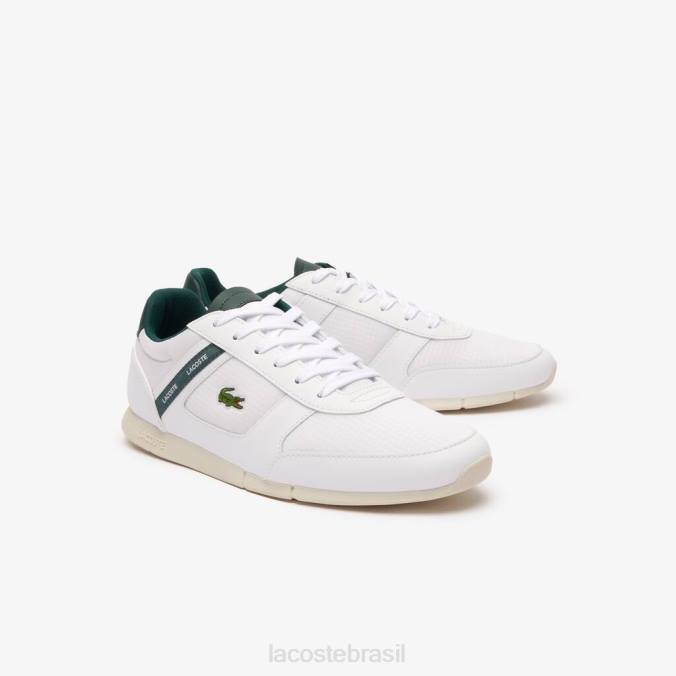 Lacoste homens tênis menerva esportivo em tecido e couro branco e verde escuro P2PX1700 sapato