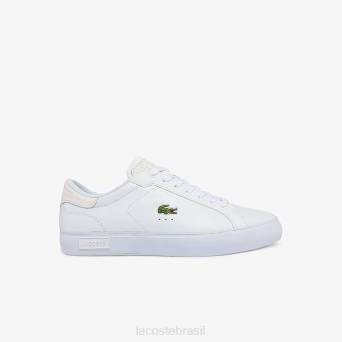 Lacoste homens tênis powercourt couro polido branco P2PX1845 sapato