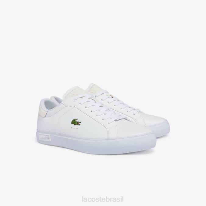 Lacoste homens tênis powercourt couro polido branco P2PX1845 sapato