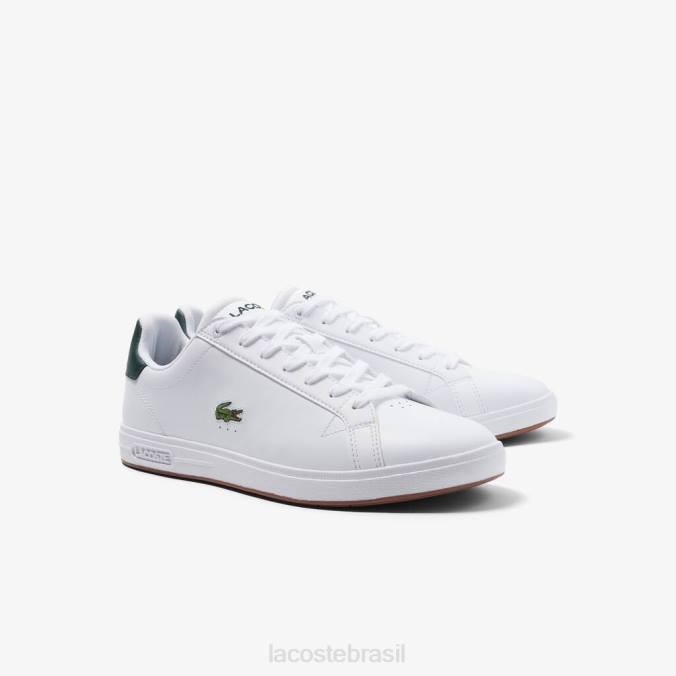 Lacoste homens tênis profissional de couro para graduação branco e verde escuro P2PX1910 sapato