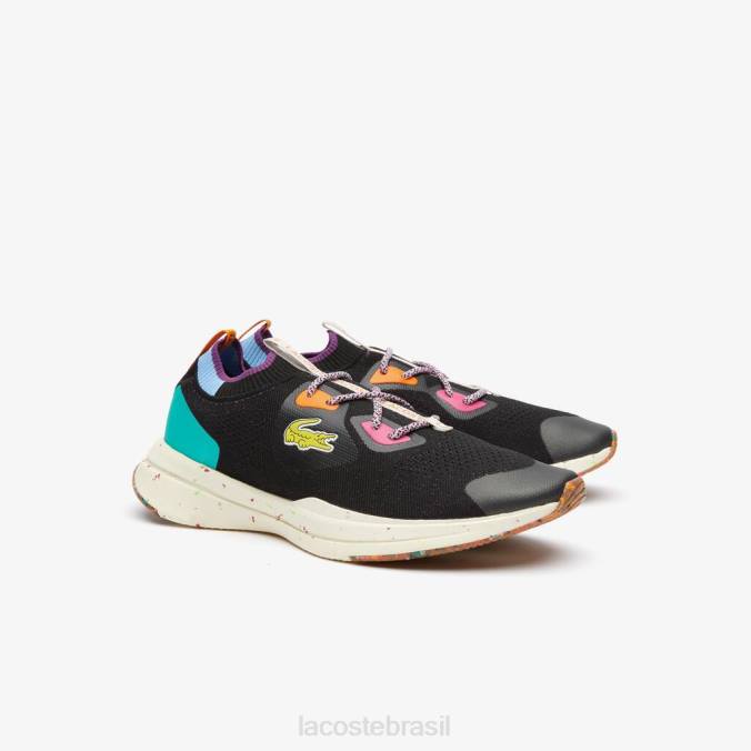 Lacoste homens tênis run spin eco têxtil preto/turquesa P2PX1901 sapato