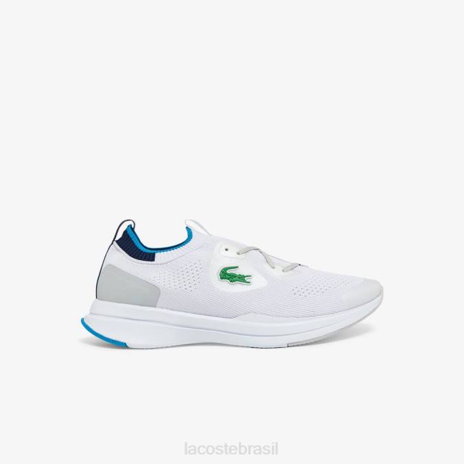 Lacoste homens tênis run spin knit têxtil Branco azul P2PX1863 sapato