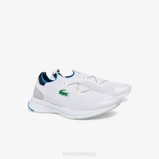 Lacoste homens tênis run spin knit têxtil Branco azul P2PX1863 sapato