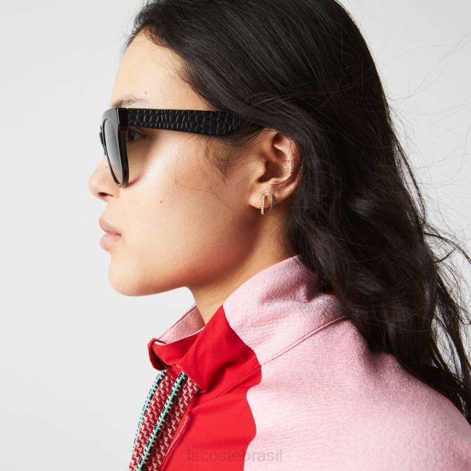 Lacoste mulheres óculos de sol de pele de croco de acetato oval preto fosco P2PX2920 acessórios