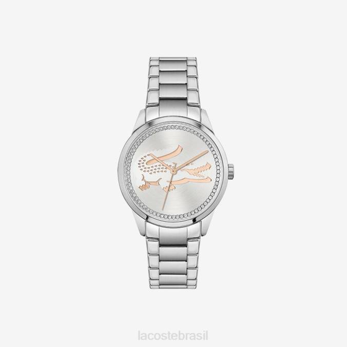 Lacoste mulheres Relógio ladycroc 3 ponteiros - prata com pulseira de aço inoxidável preto P2PX2923 acessórios