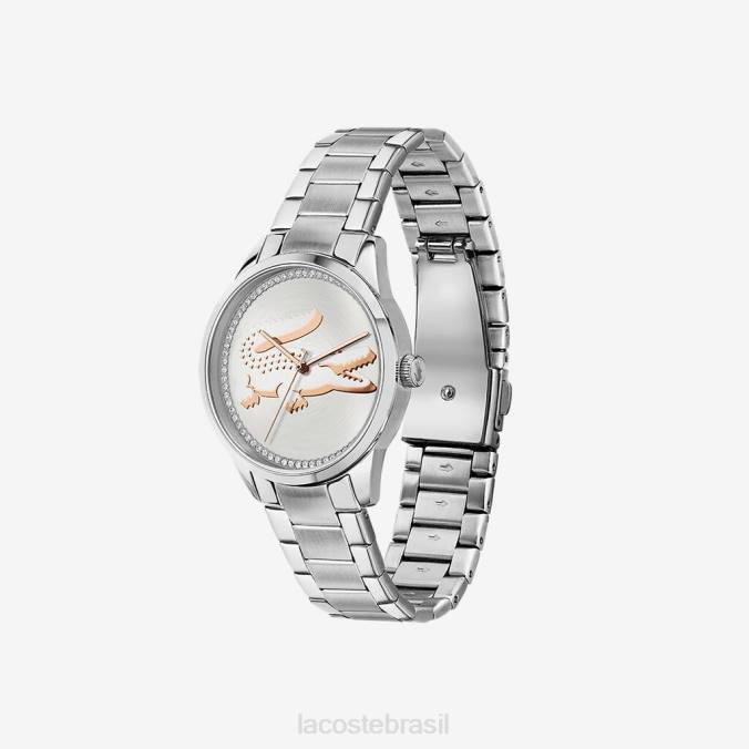 Lacoste mulheres Relógio ladycroc 3 ponteiros - prata com pulseira de aço inoxidável preto P2PX2923 acessórios