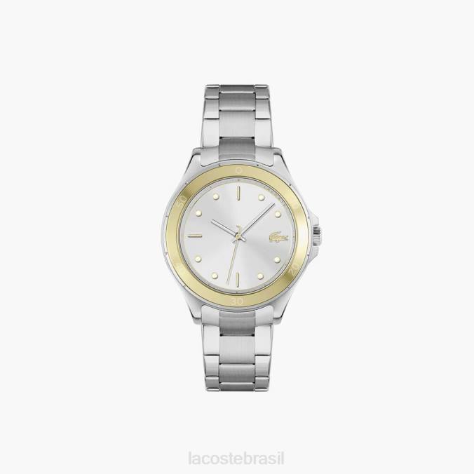 Lacoste mulheres swing 3 ponteiros relógio de aço inoxidável cinza P2PX2918 acessórios