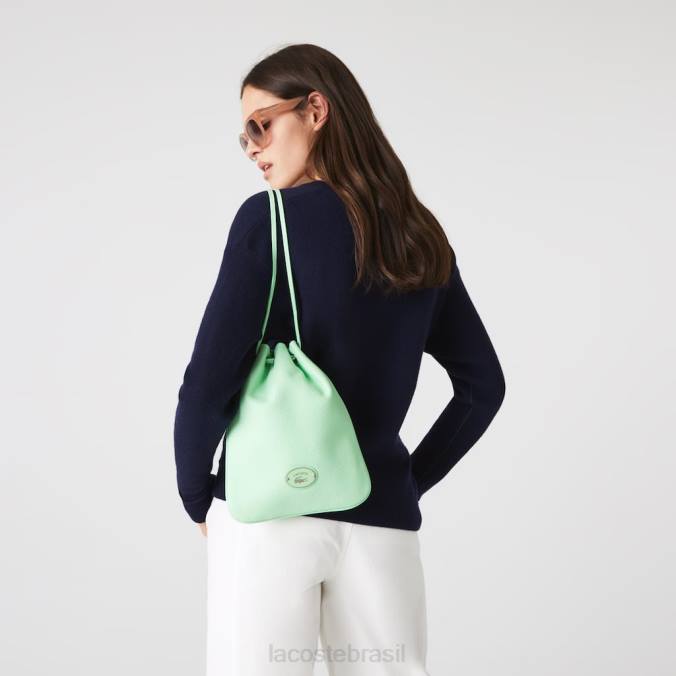 Lacoste mulheres bolsa de ombro em couro granulado vertical cinzas P2PX2874 bolsas e artigos de couro