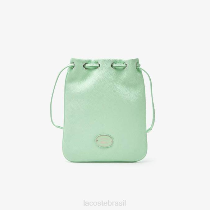 Lacoste mulheres bolsa de ombro em couro granulado vertical cinzas P2PX2874 bolsas e artigos de couro