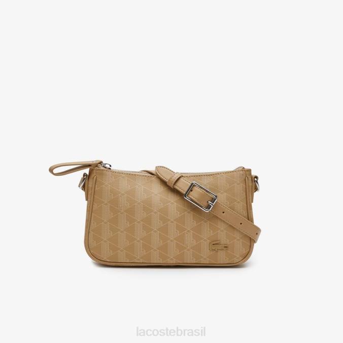 Lacoste mulheres bolsa crossbody com estampa monogramada bege vienense P2PX2801 bolsas e artigos de couro