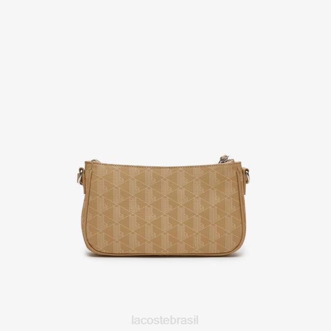 Lacoste mulheres bolsa crossbody com estampa monogramada bege vienense P2PX2801 bolsas e artigos de couro