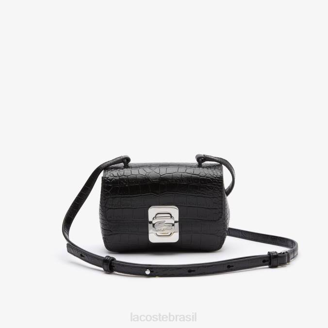 Lacoste mulheres bolsa transversal de couro preto P2PX2888 bolsas e artigos de couro