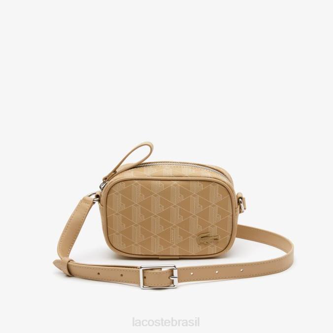 Lacoste mulheres bolsa transversal pequena com estampa de monograma bege vienense P2PX2794 bolsas e artigos de couro