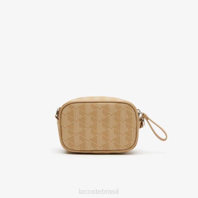 Lacoste mulheres bolsa transversal pequena com estampa de monograma bege vienense P2PX2794 bolsas e artigos de couro