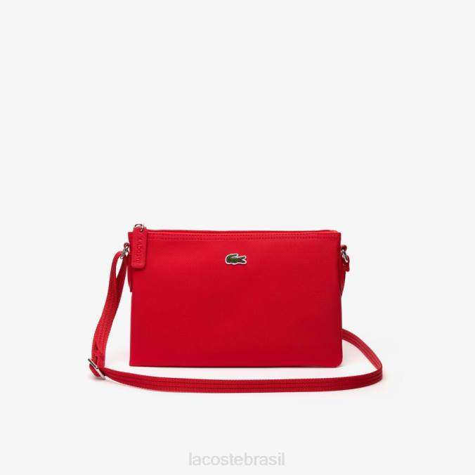Lacoste mulheres l.12.12 conceito de bolsa cruzada plana alto risco vermelho P2PX2771 bolsas e artigos de couro