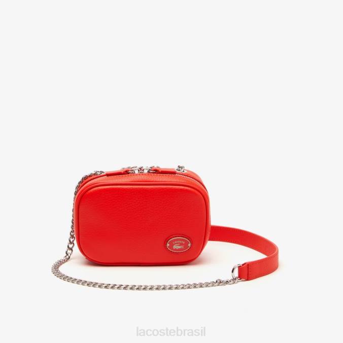 Lacoste mulheres bolsa de ombro quadrada de couro de grão superior corrida P2PX2789 bolsas e artigos de couro