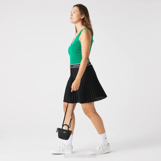 Lacoste mulheres l.12.12 sacola de compras com alça de ombro removível preto P2PX2886 bolsas e artigos de couro