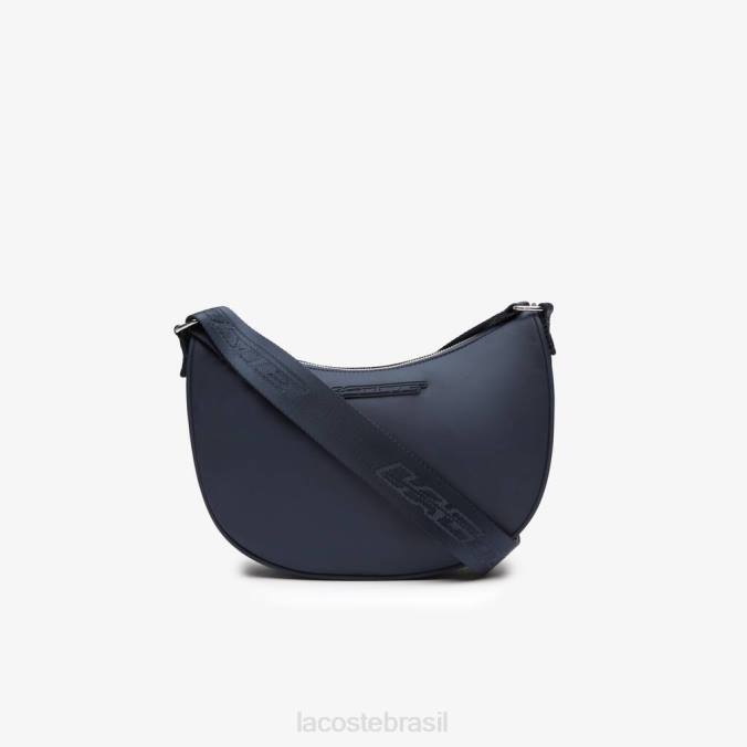 Lacoste mulheres bolsa meia lua com marca contrastante azul noite branca P2PX2796 bolsas e artigos de couro