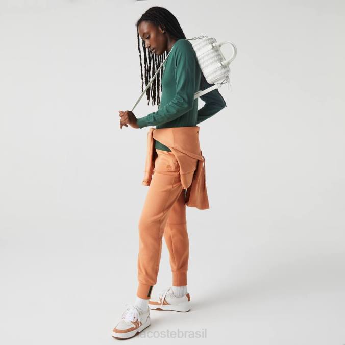 Lacoste mulheres bolsa boston com estampa monogramada farine sinopla P2PX2878 bolsas e artigos de couro