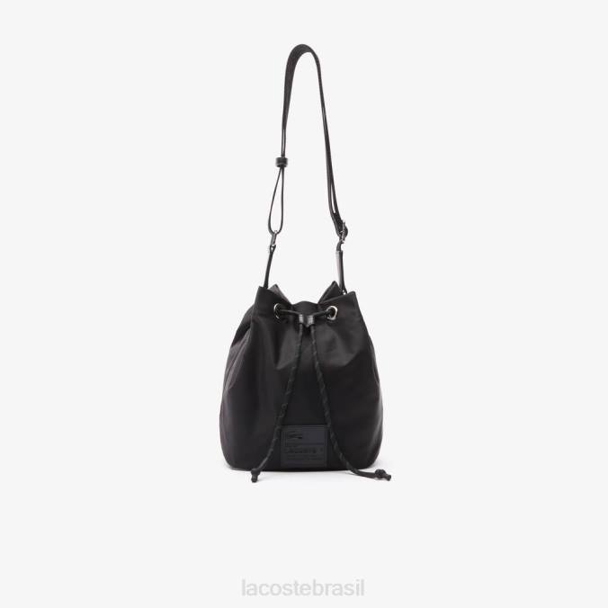 Lacoste mulheres bolsa bucket com patch exclusivo preto P2PX2876 bolsas e artigos de couro