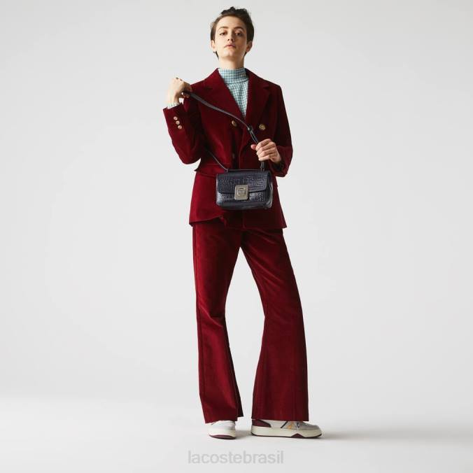 Lacoste mulheres bolsa de couro com fecho de metal amelia safira escura P2PX2832 bolsas e artigos de couro