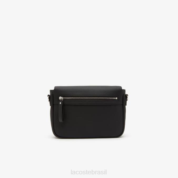 Lacoste mulheres bolsa mensageiro com fivela preto P2PX2873 bolsas e artigos de couro