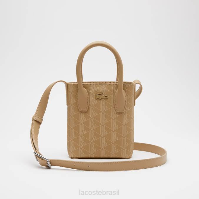 Lacoste mulheres mini bolsa com estampa monograma bege vienense P2PX2790 bolsas e artigos de couro