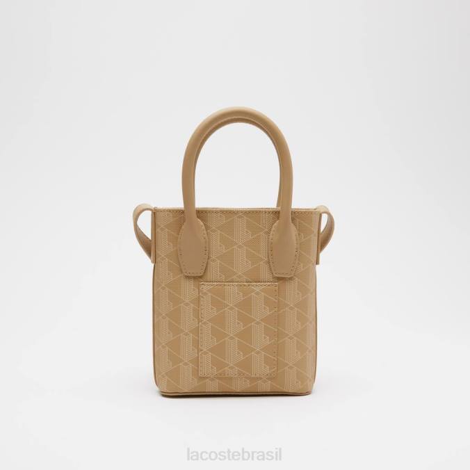 Lacoste mulheres mini bolsa com estampa monograma bege vienense P2PX2790 bolsas e artigos de couro