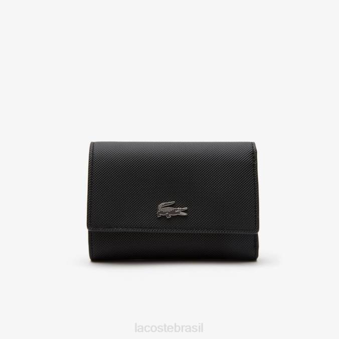 Lacoste mulheres anna snap carteira frontal crema noir P2PX2816 bolsas e artigos de couro