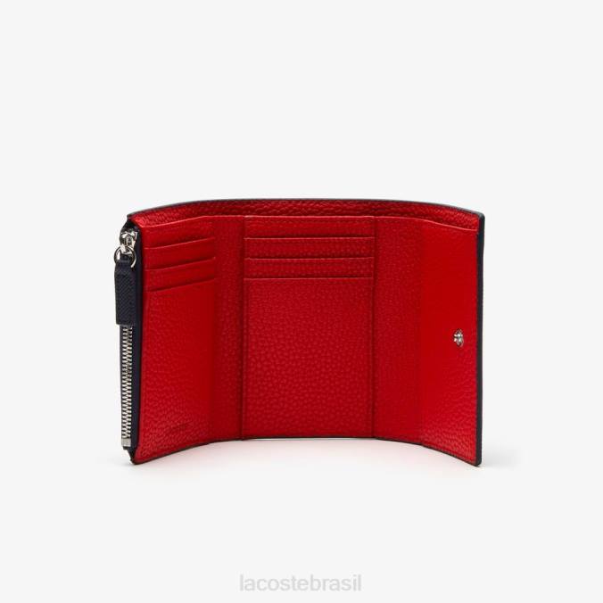 Lacoste mulheres anna snap carteira frontal marinho 166 vermelho P2PX2815 bolsas e artigos de couro