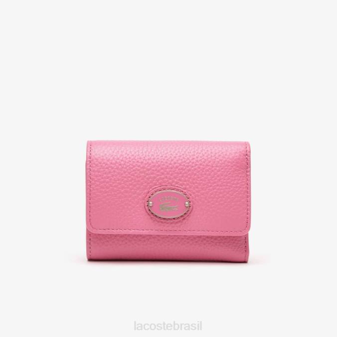 Lacoste mulheres carteira com aba de couro de grão superior reseda P2PX2807 bolsas e artigos de couro