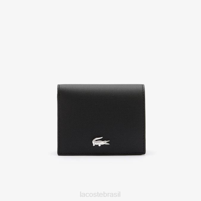 Lacoste mulheres carteira dobrável anna pequena crema noir P2PX2840 bolsas e artigos de couro