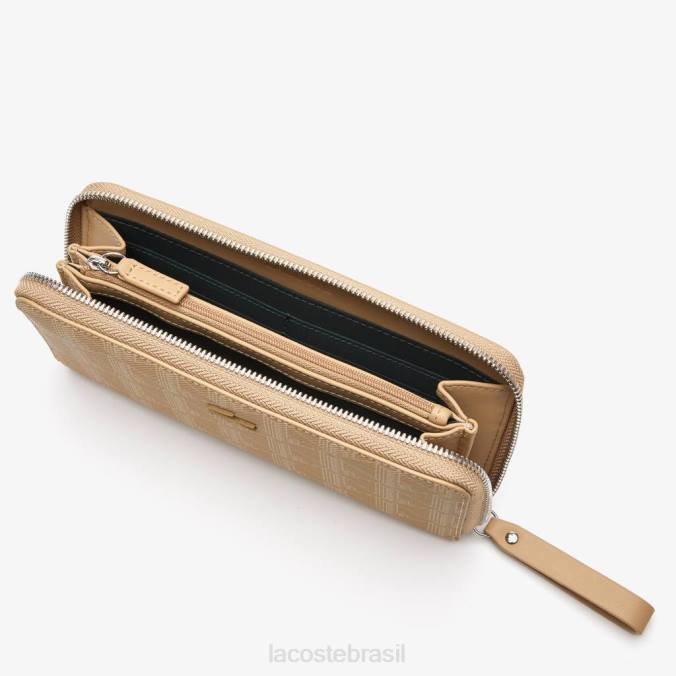 Lacoste mulheres carteira zip com estampa monograma bege vienense P2PX2773 bolsas e artigos de couro