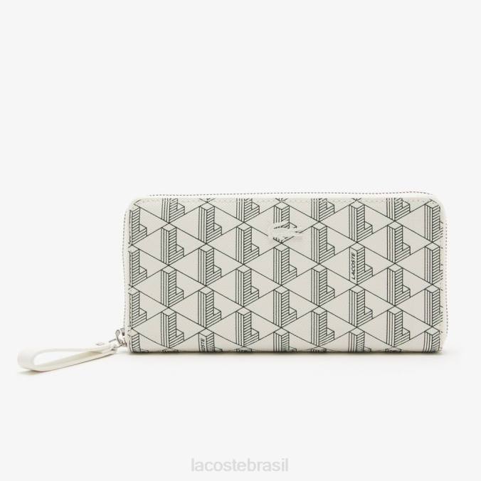 Lacoste mulheres carteira zip com estampa monograma farine sinopla P2PX2774 bolsas e artigos de couro