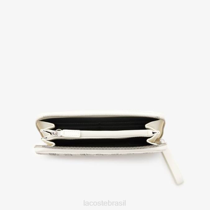 Lacoste mulheres carteira zip com estampa monograma farine sinopla P2PX2774 bolsas e artigos de couro