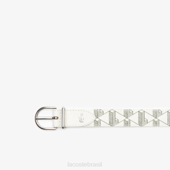 Lacoste mulheres fivela de língua de lona com monograma farine sinopla P2PX2882 bolsas e artigos de couro