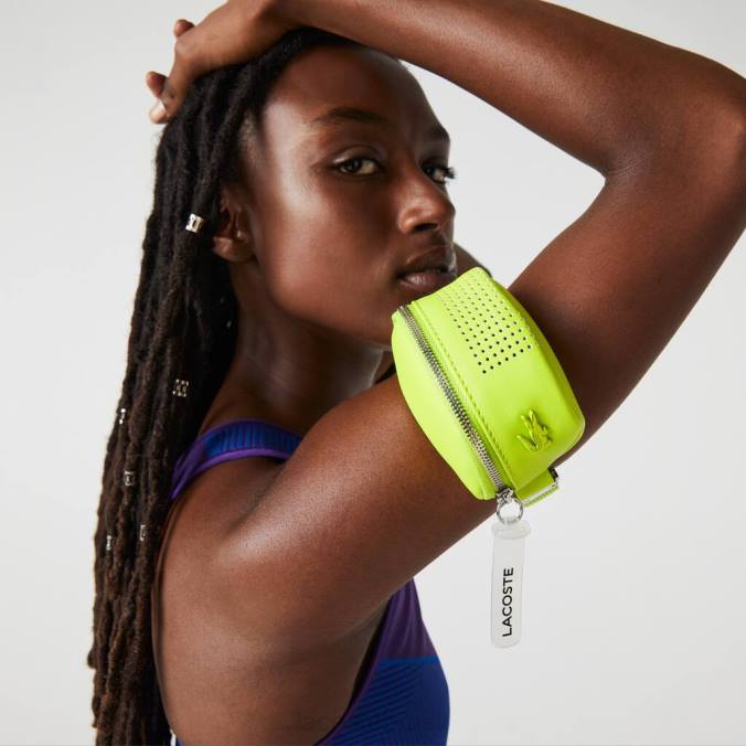 Lacoste mulheres bolsa com pulseira com fivela limão branco P2PX2885 bolsas e artigos de couro