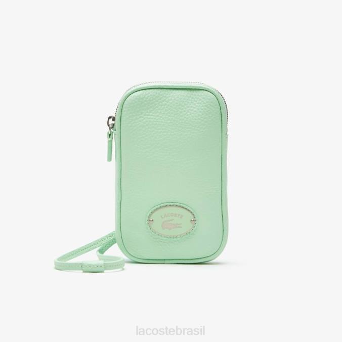 Lacoste mulheres suporte de telefone crocodilo contrastante cinzas P2PX2894 bolsas e artigos de couro
