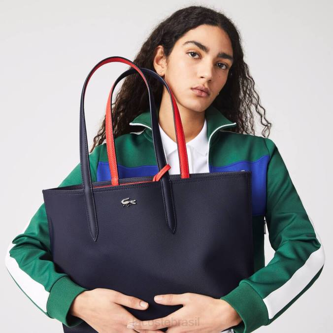 Lacoste mulheres bolsa tote reversível bicolor anna marinho 166 vermelho 240 P2PX2828 bolsas e artigos de couro