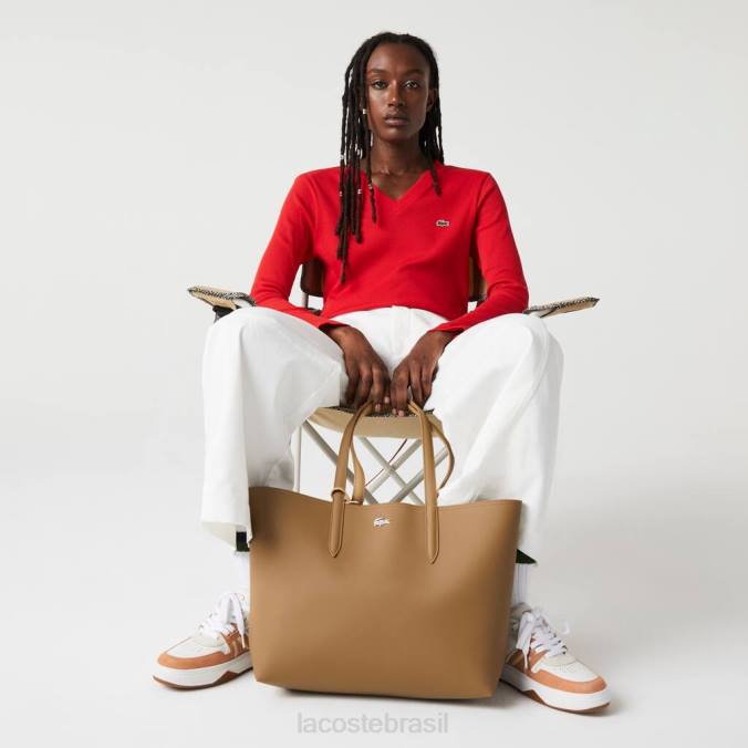 Lacoste mulheres bolsa tote reversível bicolor anna vienense frondoso P2PX2778 bolsas e artigos de couro