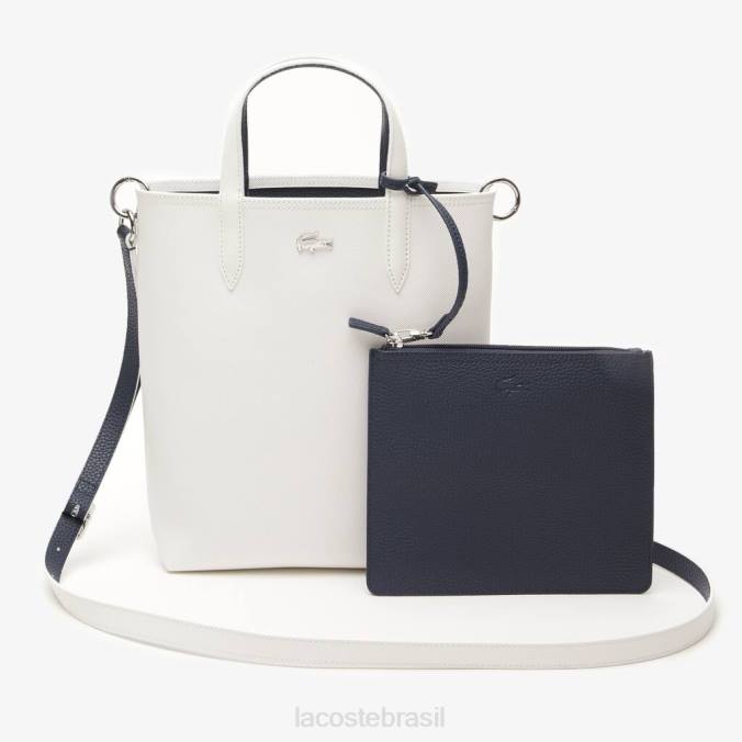 Lacoste mulheres bolsa tote reversível de lona revestida anna farine bleu noite P2PX2780 bolsas e artigos de couro