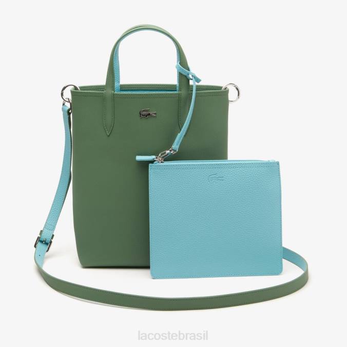 Lacoste mulheres bolsa tote reversível de lona revestida anna frene litoral P2PX2782 bolsas e artigos de couro