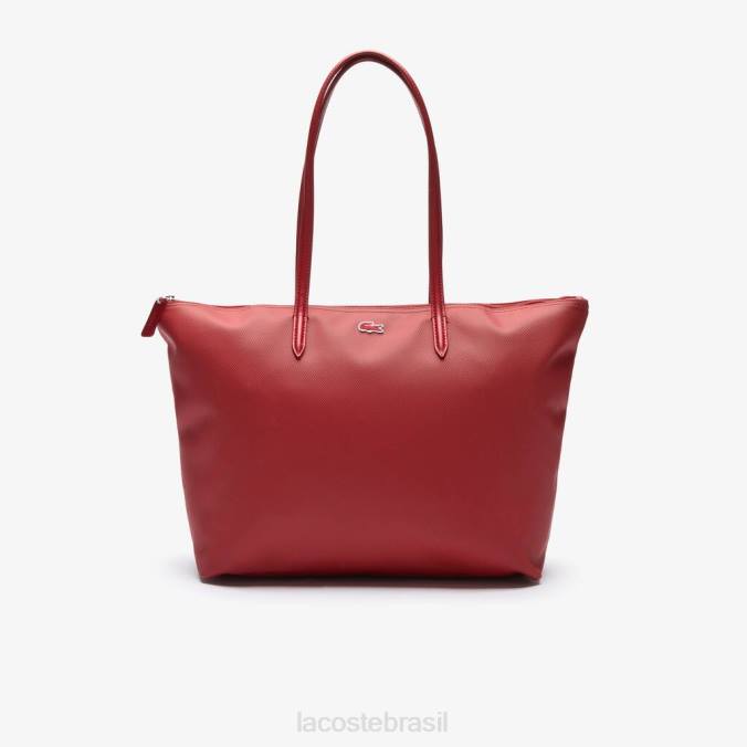 Lacoste mulheres l.12.12 sacola conceito com zíper alizarina P2PX2825 bolsas e artigos de couro