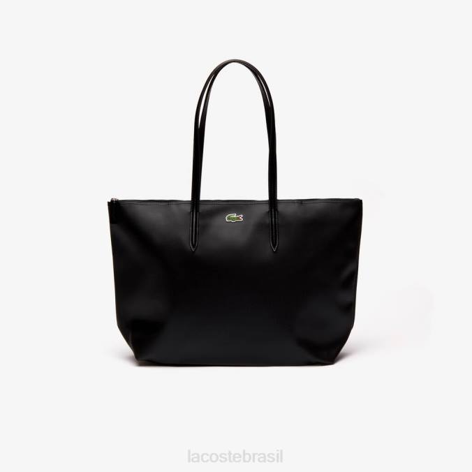 Lacoste mulheres l.12.12 sacola conceito com zíper preto P2PX2766 bolsas e artigos de couro