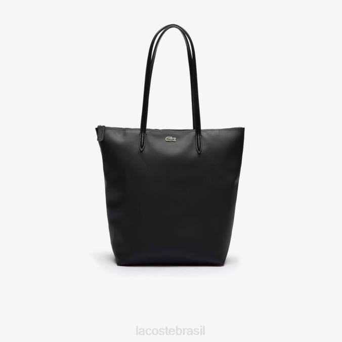 Lacoste mulheres l.12.12 sacola conceito com zíper vertical preto P2PX2847 bolsas e artigos de couro