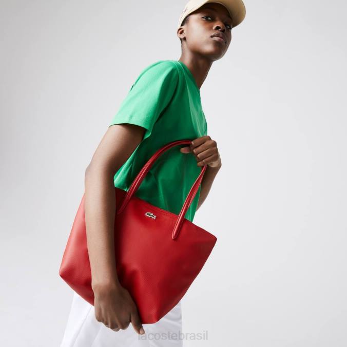 Lacoste mulheres l.12.12 sacola pequena com zíper conceito alto risco vermelho P2PX2803 bolsas e artigos de couro